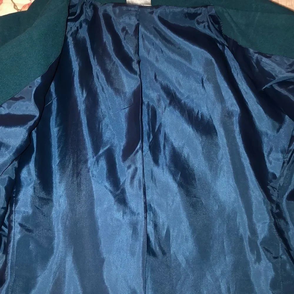 XXL Two Button Front Collared Teal Pea Coat - Picture 8 of 10